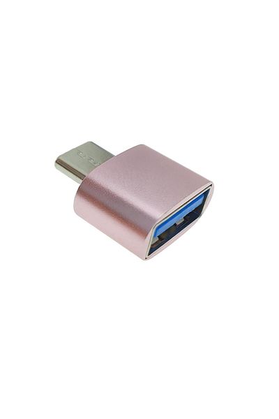 OEM OTG adapter USB 2.0 female to USB type C male, aluminum housing, power and data transfer, pink