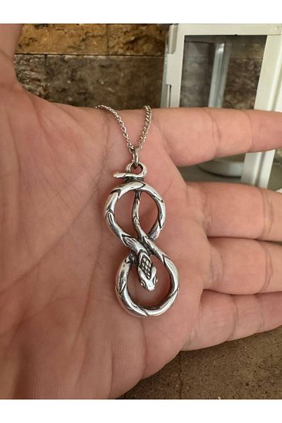 Herşey Nota Unisex Necklace with S-Shaped Python Figure – 60 cm Chain, Power and Intuition Themed Design