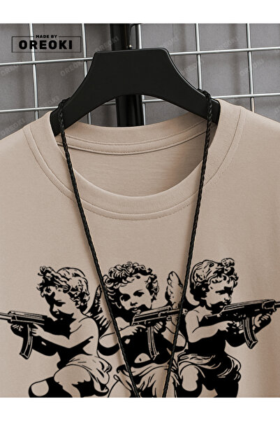 EFFRENATU Children of Heaven Printed Cotton Unisex Beige T-Shirt-Black Shorts Set