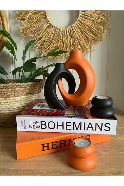 Porselian Sarmaşık Sevgili Vase and Candle Holder Set of 4 2 Colors