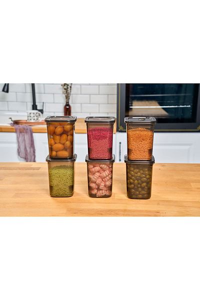 NY HOME Set of 6 Self-Covered Food Storage Containers 1.15 Liter Anthracite