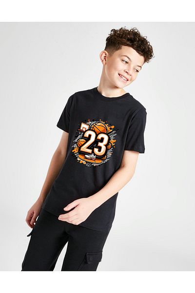 Let's Wear 23 Basket Ball Printed Crew Neck Βαμβακερό μπλουζάκι για αγόρια