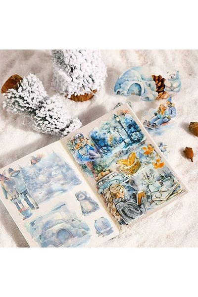 İthal U1-20 Sheets Four Seasons Pet Sticker Book - Color : Blue