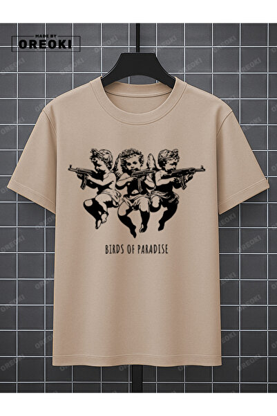 EFFRENATU Children of Heaven Printed Cotton Unisex Beige T-Shirt-Black Shorts Set