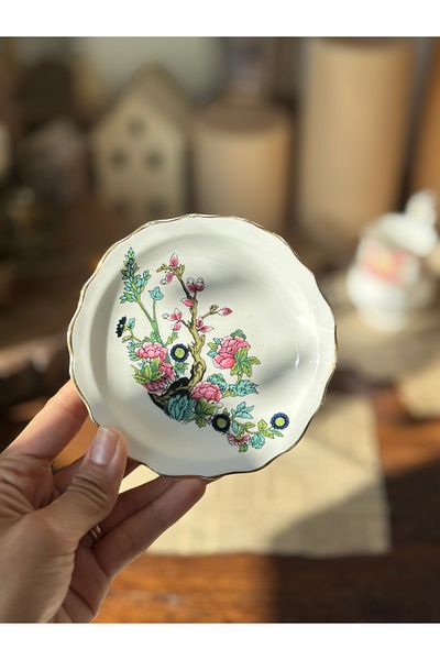Handmadesign British Stamped Antique Porcelain Footed Presentation Plate, Jam Bowl, Turkish Delight Bowl, Dragee Bowl, Placemat