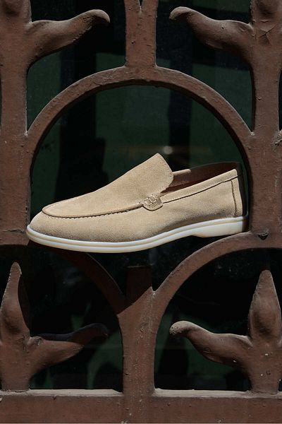 Vantaggio Мъжки мокасини Loop Beige Velvet 100% Естествена кожа