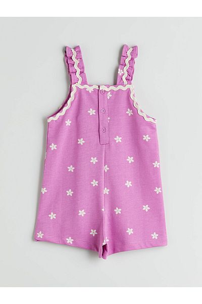 LC Waikiki Lcwk Square Neck Floral Girl's Jumpsuit