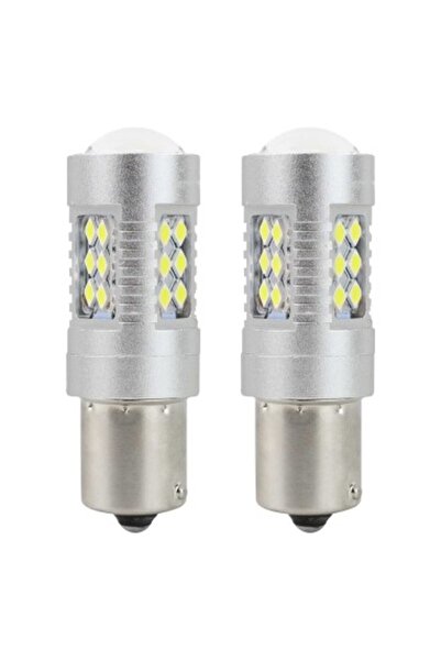 AMIO Set de 2 becuri auto LED P21W (BA15S), Canbus cu 24SMD cu lupă 12v/24v 8...