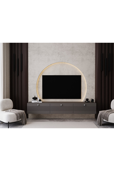 melura home MELURA TV ÜNİTESİ 200 CM 3 KAPAKLI %100 MDF DUVARA MONTE