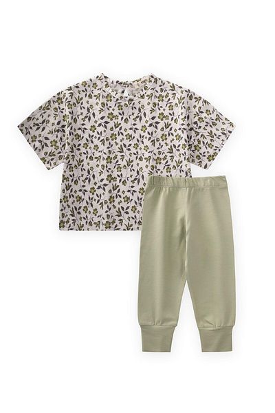 Cigit Patterned T-Shirt Set 1-7 Years Ecru
