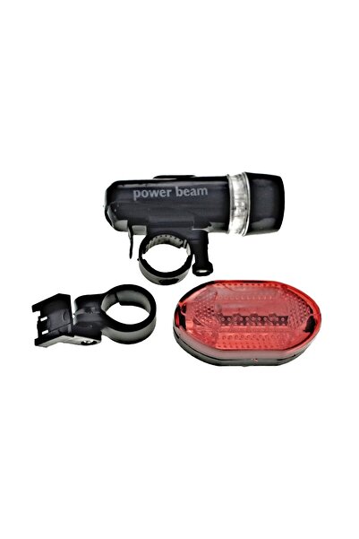 Diverse Set Lampă Bicicletă Power Beam - 5 LED Față + Spate - 7 Moduri Lumino...