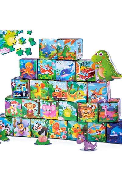 Noname Educational Puzzle with Funny Scenes Double-Sided – 24 Pieces - random model