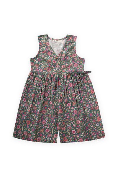 Cigit Patterned Viscose Jumpsuit 2-8 Years Green