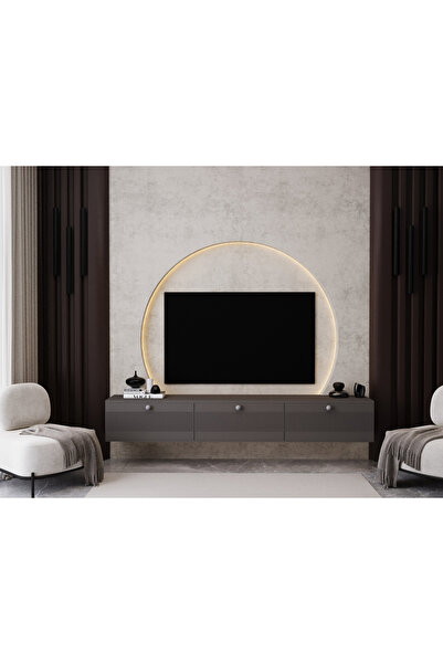 melura home MELURA TV ÜNİTESİ 180 CM 3 KAPAKLI %100 MDF DUVARA MONTE