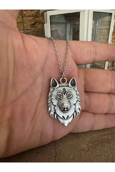 Herşey Nota Kolbi Wolf Head Figured Unisex Necklace – Viking Design with 60 cm Chain, Power and Loyalty Theme