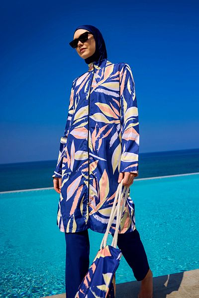 A Andalus Hijab Swimsuit – Navy Blue |   4 Pieces, Adjustable Waist, Water Repellent R2508
