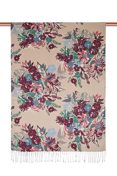 ipekevi İpekevi 6108 Fall Flowers Patterned Silk Shawl