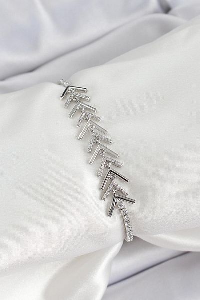 REBORN DESIGN Brass Silver Color Zircon Stone Fish Scale Women's Bracelet