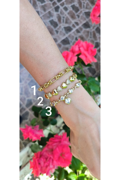 xUPING 1 Nolu Altın Kaplama Zincir Burgu Model Bileklik Kararmaz 14K Renginde...