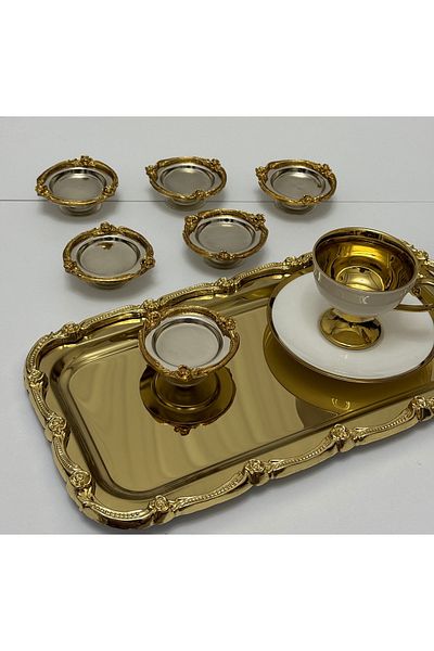 Elzemm store 6 Pieces Silver Color Rose Frame Makaron Cup Coffee so Lucky Cup