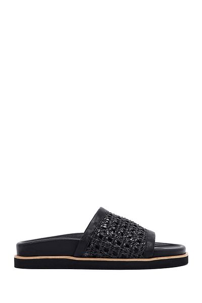 Derimod Women's Black Braided Slippers 25Sfe210329