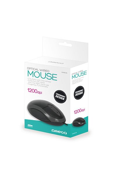 Omega Mouse, OMEGA, Wired, Optical, USB, Black