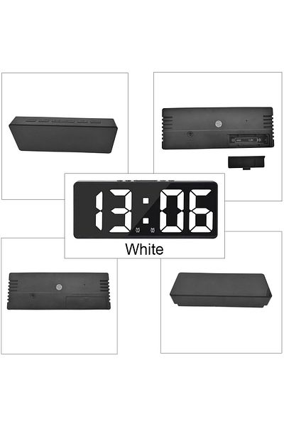 OEM Digital table clock with white LED display, multifunctional, 160 x 62 x 31 mm, ABS, black
