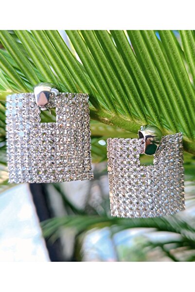 Monalisa Home Silver Color Zircon Stone Luxury Evening Dress Earrings