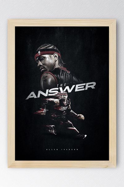 Saturn Allen Iverson Framed Painting - Basketball Nba Poster Painting