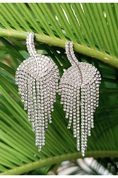Monalisa Home Silver Color Zircon Stone Luxury Evening Dress Earrings