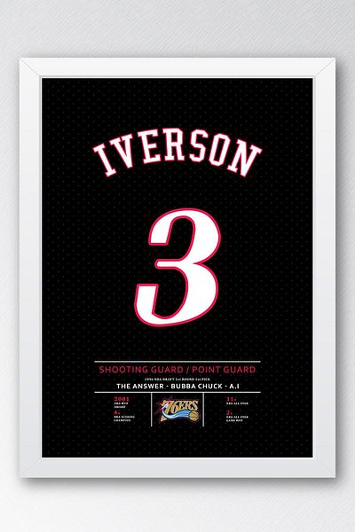 Saturn Tricou Allen Iverson cu cadru - Tricou NBA Philadelphia 76ers