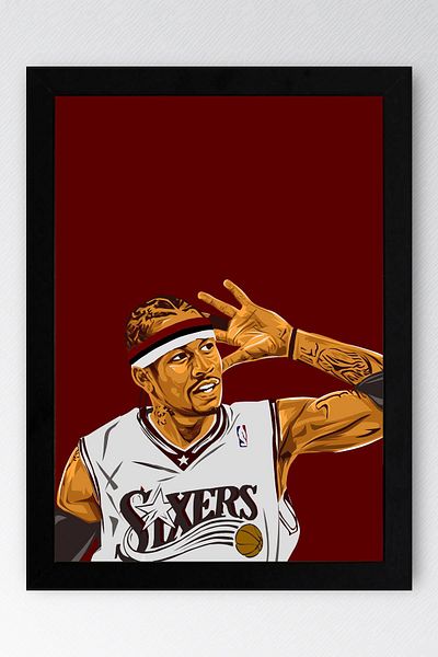 Saturn Allen Iverson Framed Painting - the Answer Basketball Nba Poster Painting