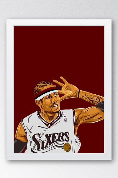 Saturn Allen Iverson Framed Painting - the Answer Basketball Nba Poster Painting