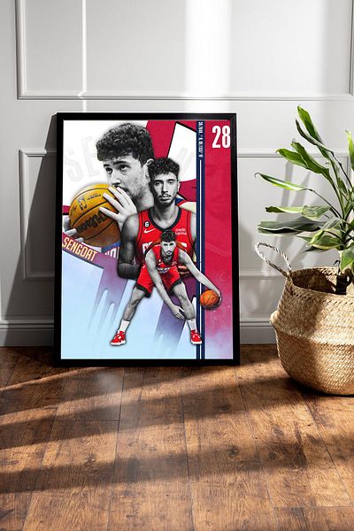 Saturn Alperen Şengün Framed Painting - Basketball Nba Poster Painting