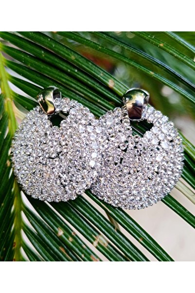 Monalisa Home Silver Color Zircon Stone Luxury Evening Dress Earrings