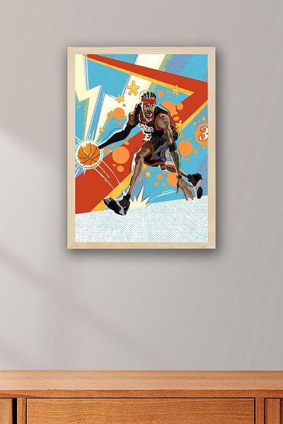 Saturn Pictură înrămată de Allen Iverson - Pictură poster NBA de baschet