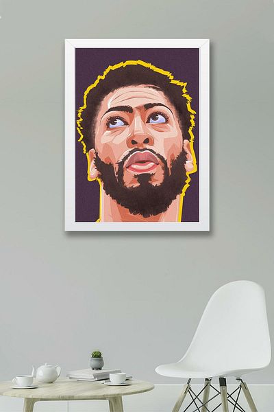 Saturn Anthony Davis Framed Painting - Basketball Nba Poster Painting