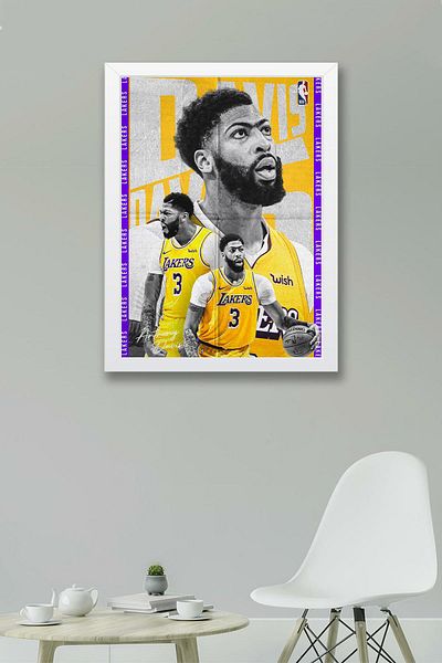 Saturn Anthony Davis Framed Painting - Basketball Nba Poster Painting