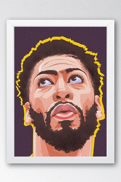 Saturn Anthony Davis Framed Painting - Basketball Nba Poster Painting