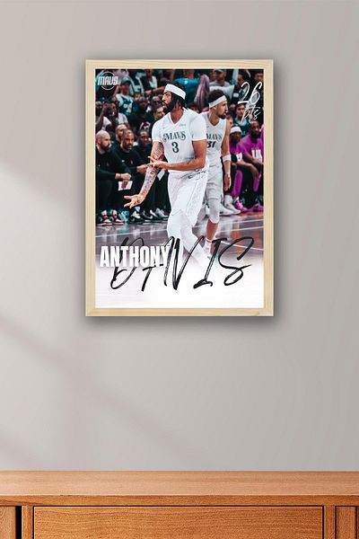 Saturn Anthony Davis Dallas Mavericks Framed Painting - Basketball Nba Poster Painting