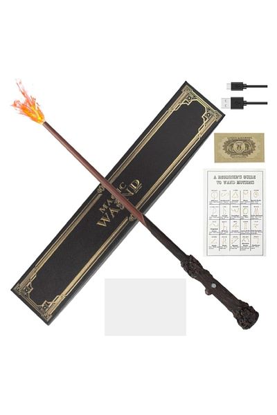 EarthKeepers Baghetă Harry Potter din oțel, Fire, neagră/maro, THK®