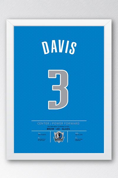 Saturn Anthony Davis Jersey Framed Painting - Nba Dallas Mavericks Jersey