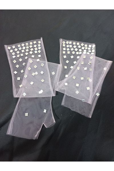es moda shop Stella Big Square Stone Fingerless Gloves Baby Pink