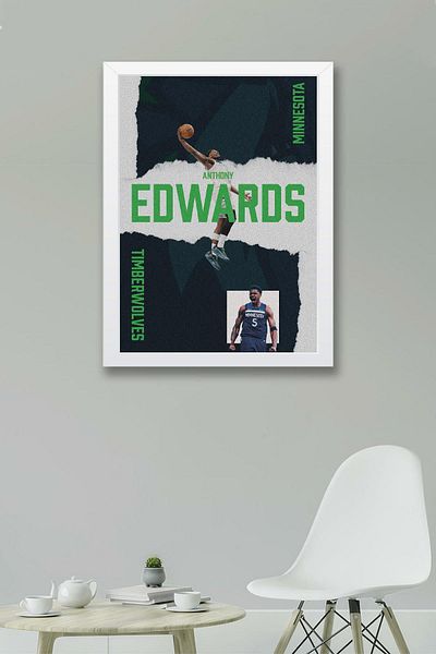 Saturn Pictură înrămată de Anthony Edwards - Pictură poster NBA de baschet
