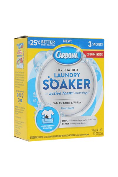 Carbona 3-Sachets Active Foam Technology Oxy Powered Laundry Soaker 5.3oz