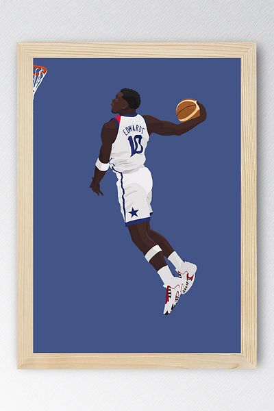 Saturn Pictură înrămată de Anthony Edwards - Pictură poster NBA de baschet
