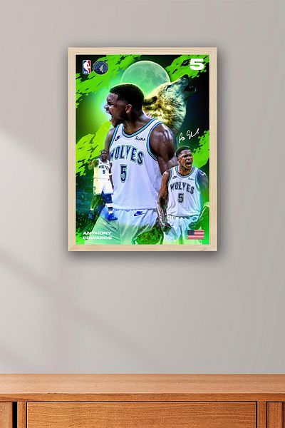 Saturn Pictură înrămată de Anthony Edwards - Poster NBA Minnesota Timberwolves