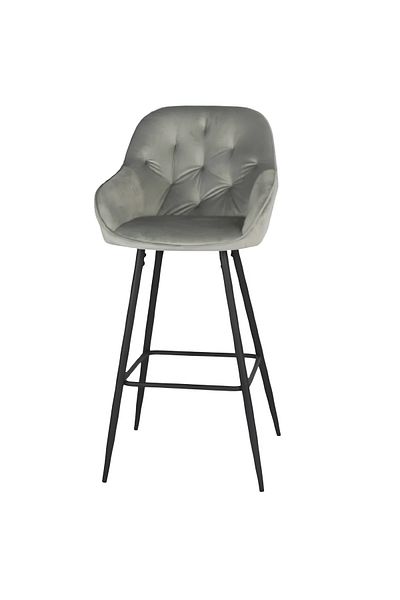 rexa Grey Velvet Bar Stool – Elegant High Chair With Backrest For Kitchen Or Bar 99 X 43 41cm