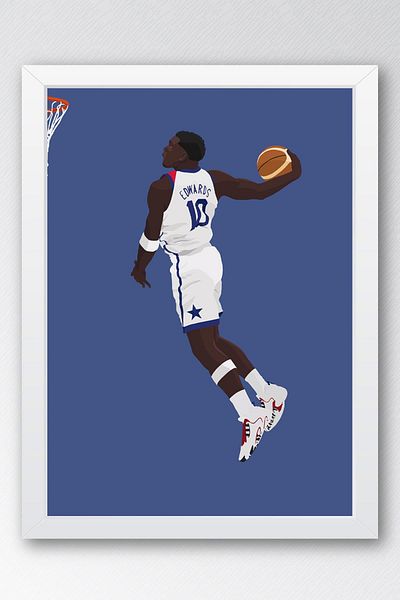Saturn Anthony Edwards Framed Painting - Basketball Nba Poster Painting