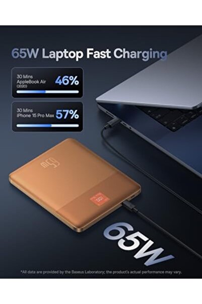 Baseus باور بانك Blade 2 PD 65 واط، شاحن محمول سريع الشحن بسعة 12000 مللي أمبير/ساعة مع شاشة رقمية